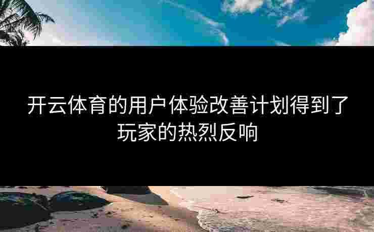 开云体育的用户体验改善计划得到了玩家的热烈反响