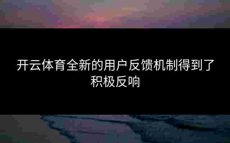 开云体育全新的用户反馈机制得到了积极反响